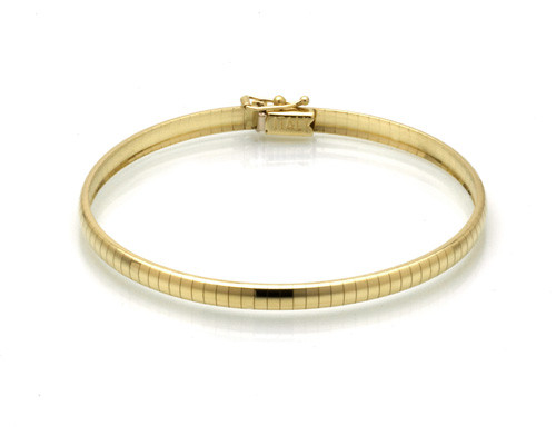 14k Gold 4mm Domed Omega Bracelet 8 Inches
